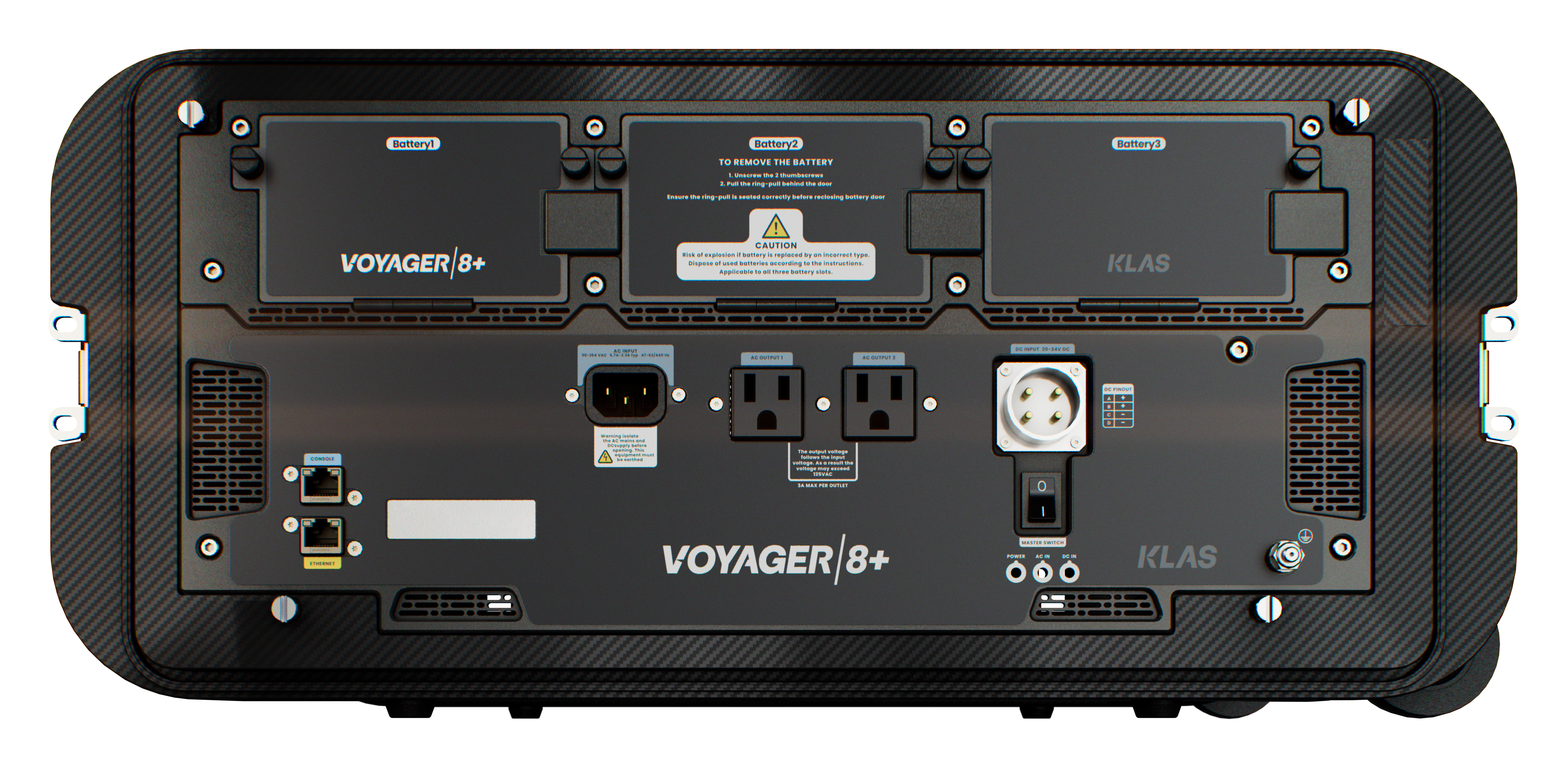 Voyager 8+ the smart Tactical Edge chassis 2 Voyager 8+ rear view of power and interfaces